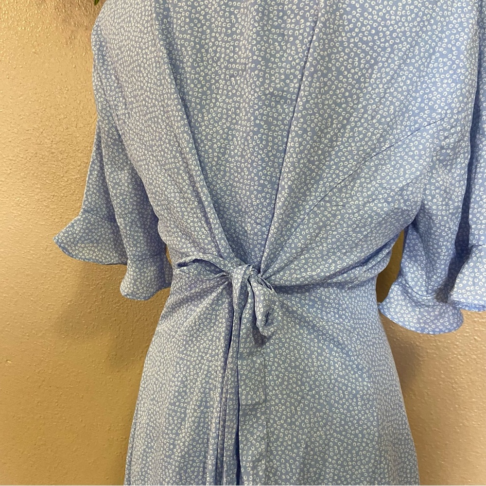 NWOT Lulus Castana Light Blue Print Button-Up Dress - Picture 5 of 11